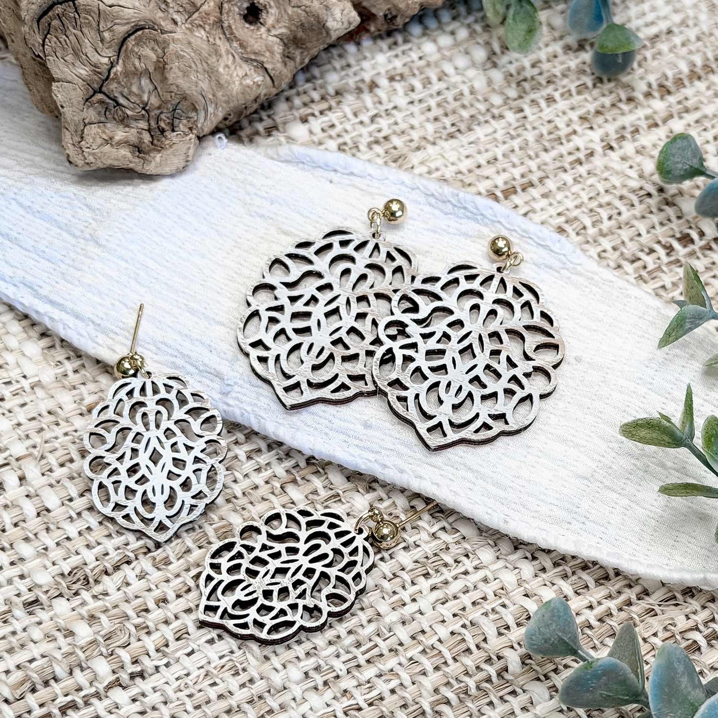 Intricate Floral Earrings (Set of 2) - Glowforge