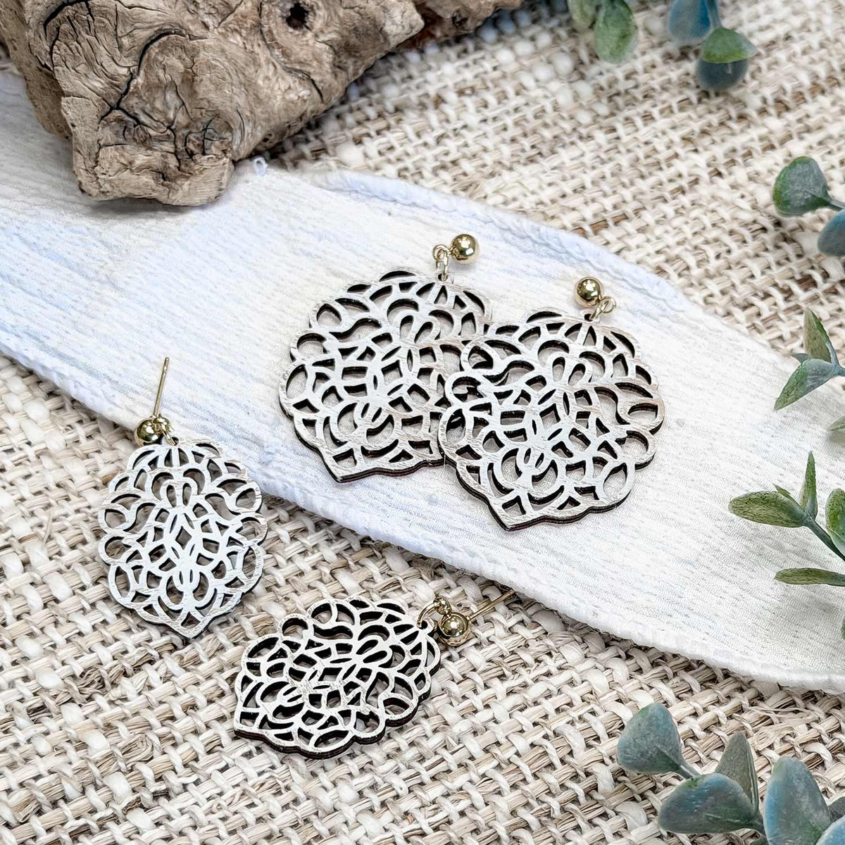 Intricate Floral Earrings (Set of 2) - Glowforge