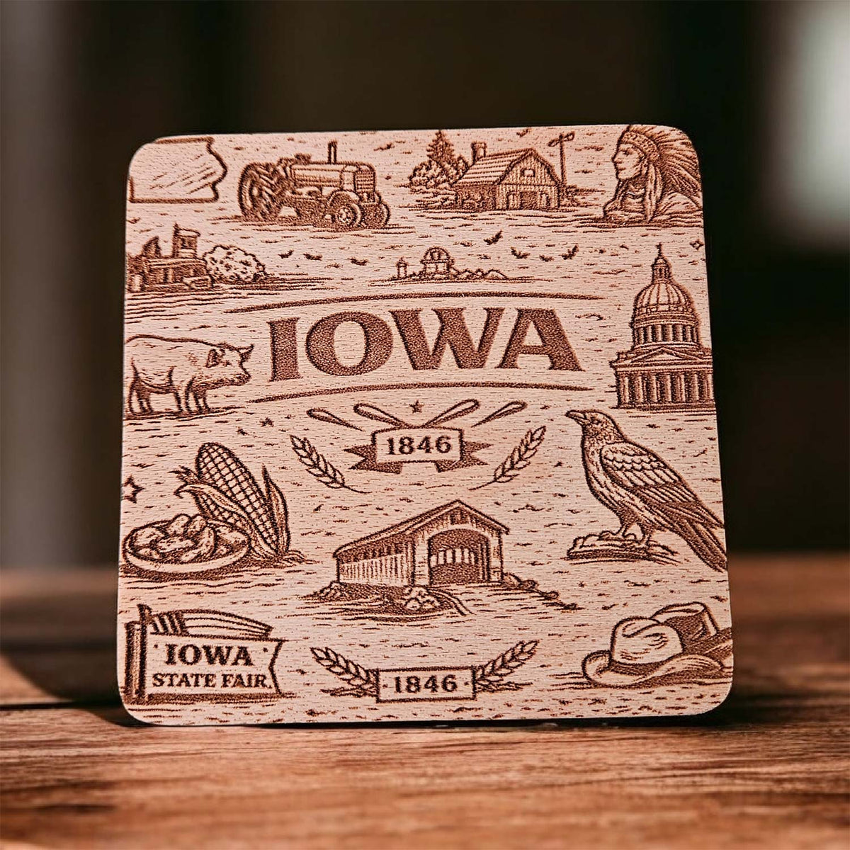 Iowa Coaster Design - Glowforge