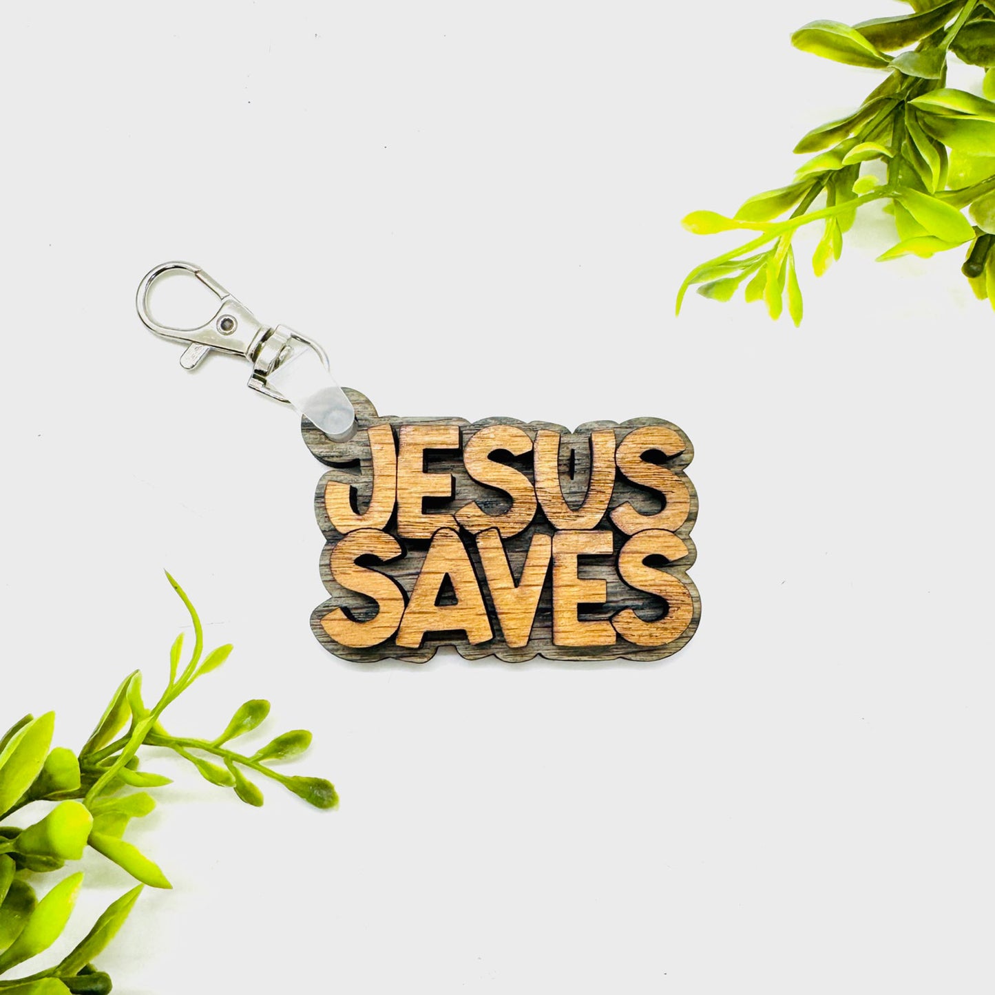 Jesus Saves 2-Layered Keychain Car Charm Ornament Bag Tag
