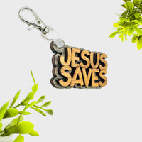 Jesus Saves 2-Layered Keychain Car Charm Ornament Bag Tag