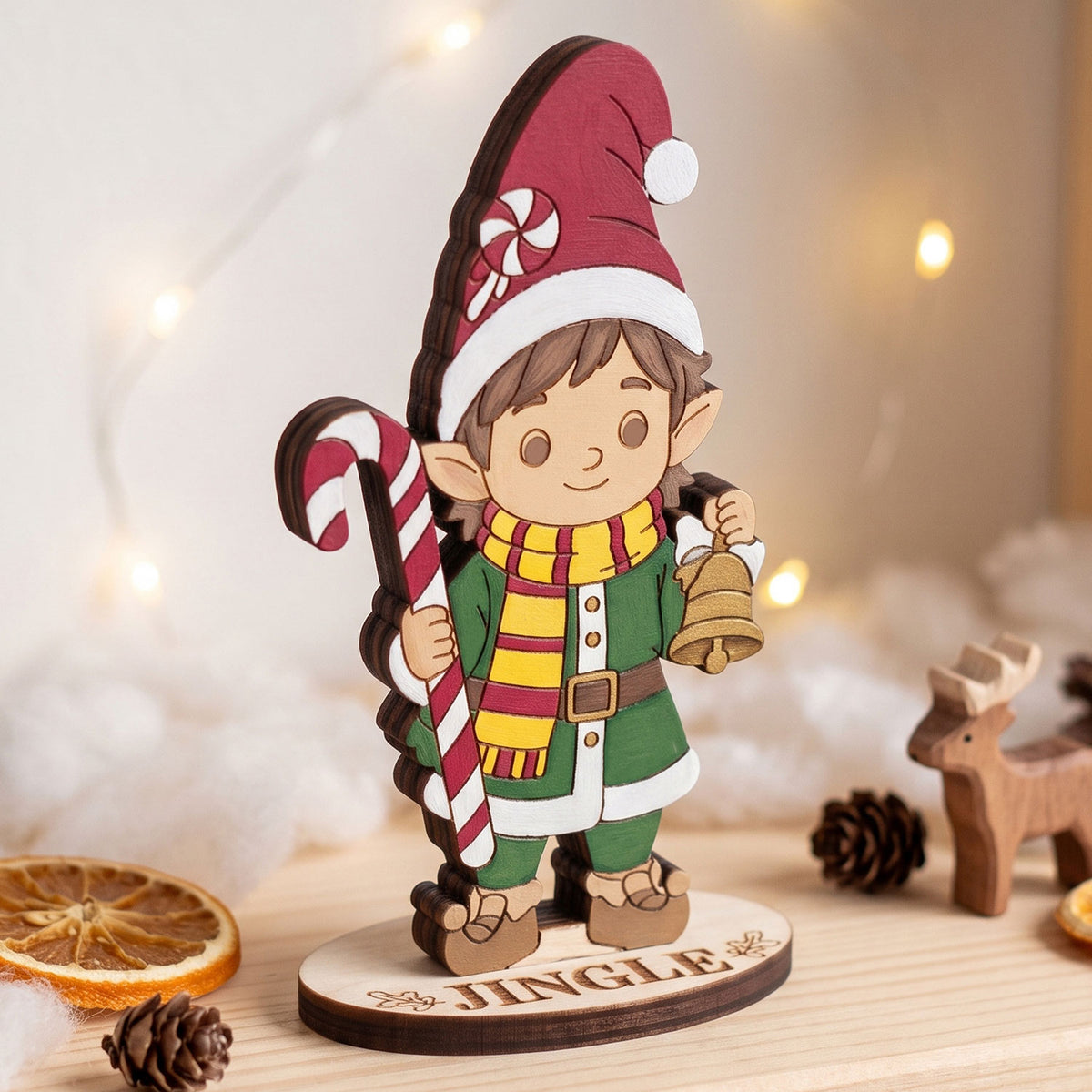 Jingle Bell Keeper Elf - North Pole Figure for Crafts & Play - Glowforge
