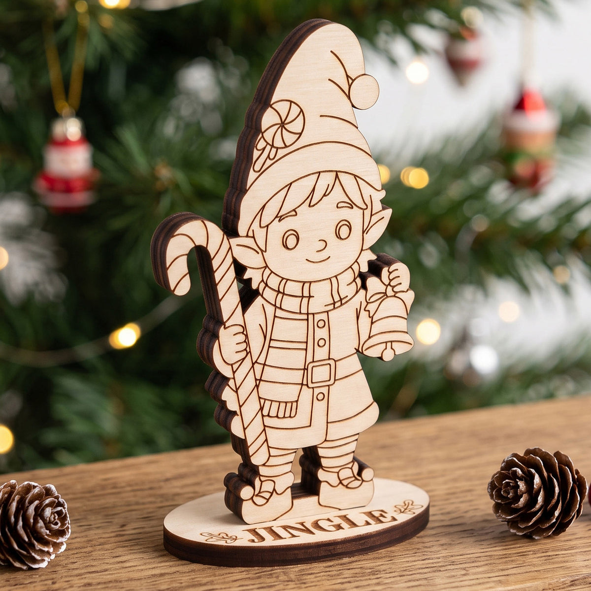 Jingle Bell Keeper Elf - North Pole Figure for Crafts & Play - Glowforge