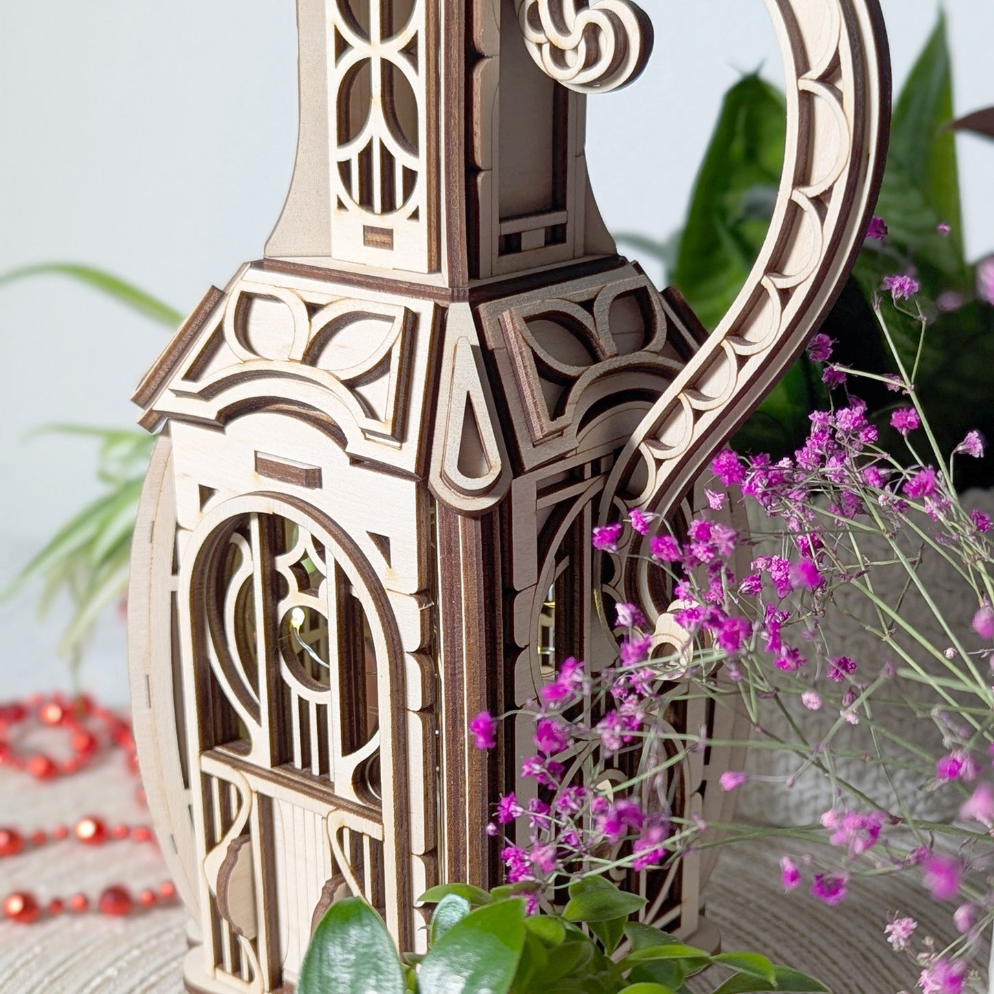 Jug Fairy House Shadow Box – Art Nouveau Miniature Lamp with Opening Door - Glowforge