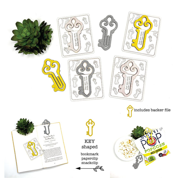 Key Shaped Bookmark with Card Backer - Paperclip - Snack Bag Closure ...