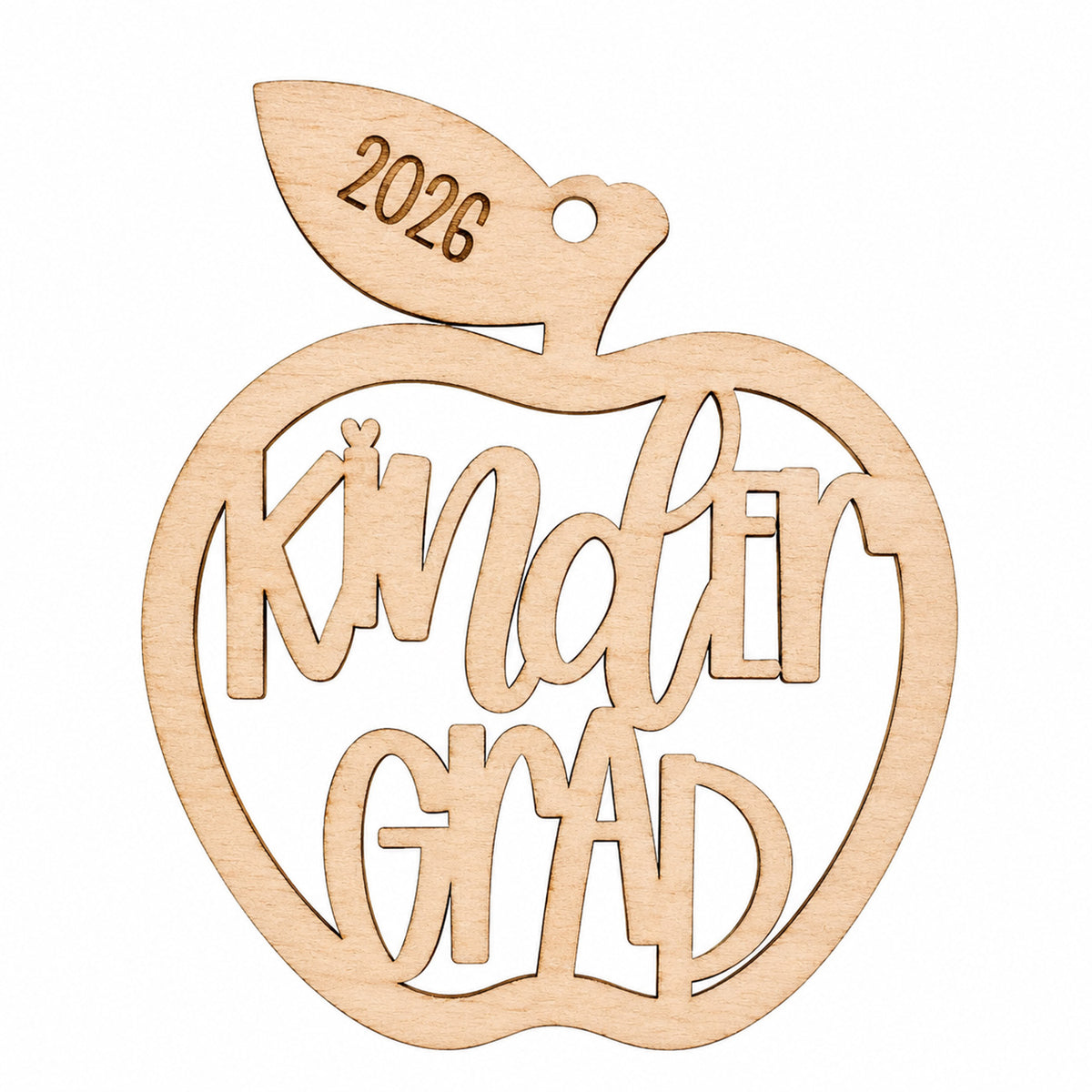 Kindergarten Grad Apple Ornament with Year Engraving - Glowforge