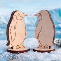 King Penguin Toy - Wooden Polar Bird Figure for Play & Painting
