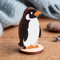 King Penguin Toy - Wooden Polar Bird Figure for Play & Painting