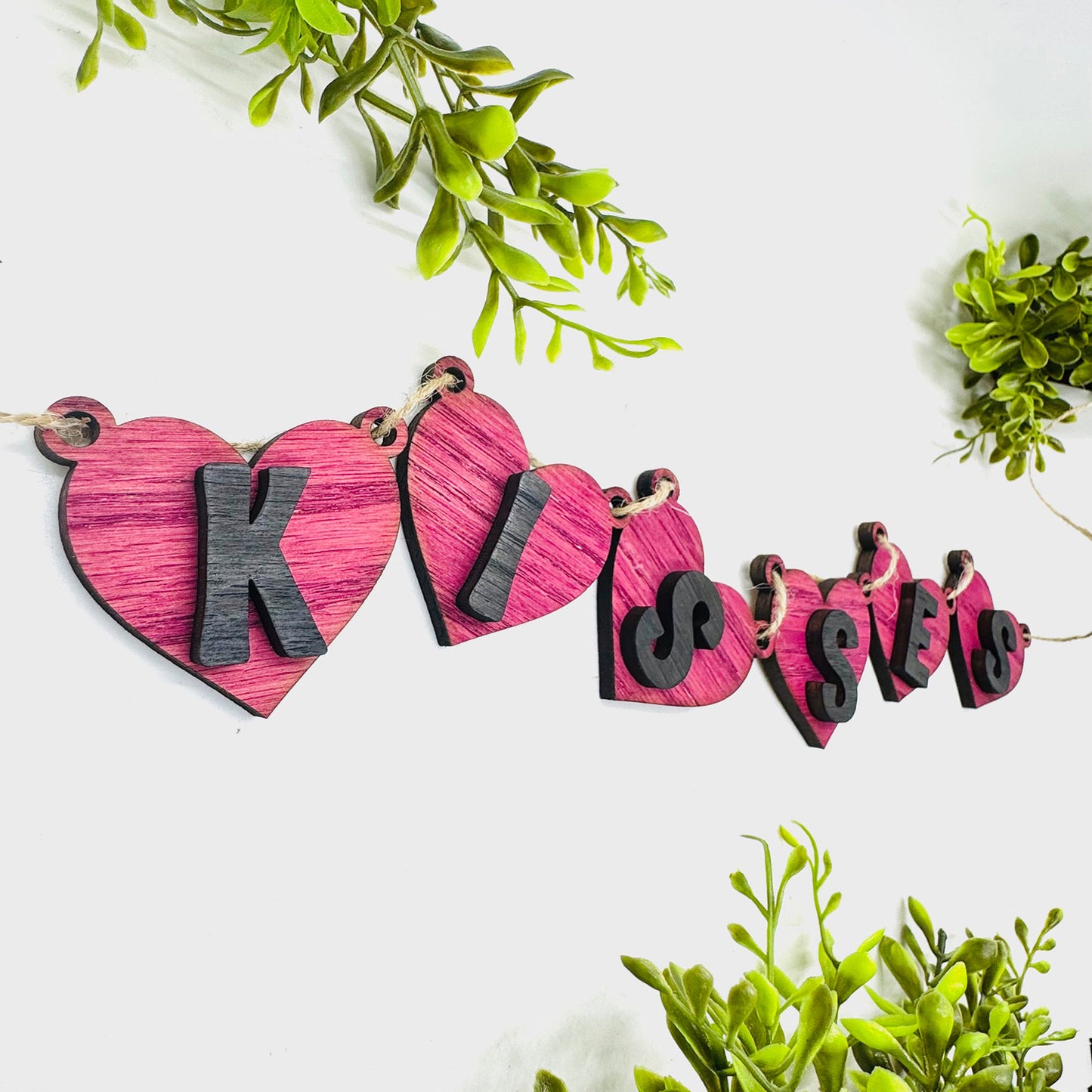Kisses Layered Heart Banner - Glowforge