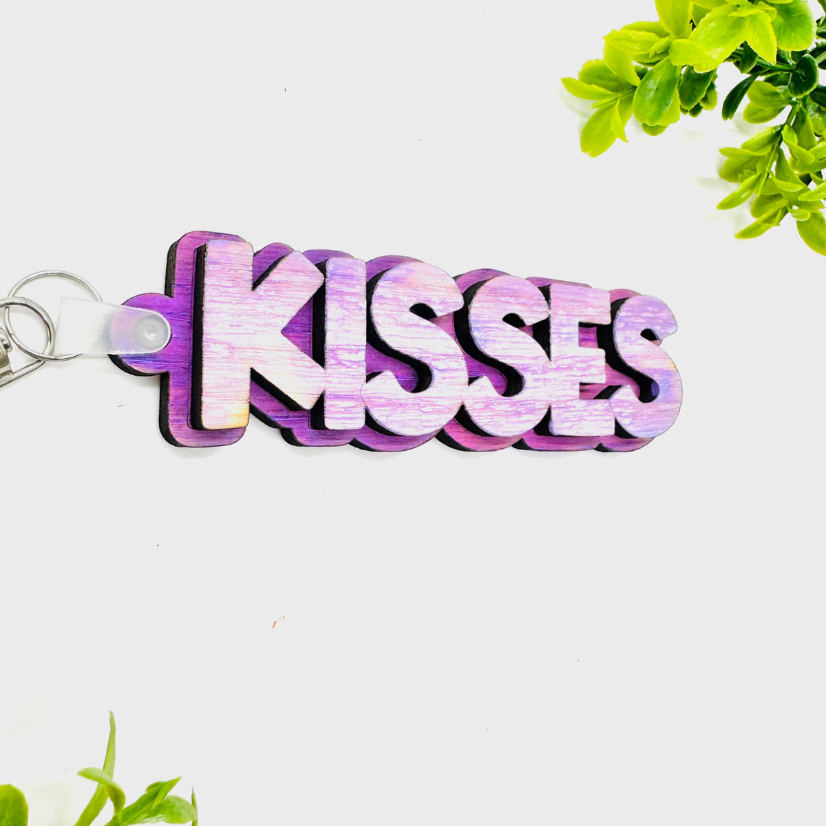 KISSES Layered Word Keychain - Glowforge