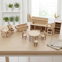 Kitchen & Bath Dollhouse Furniture Set 1:12 - Oven, Bath, Toilet, Table & Chairs - Glowforge