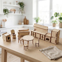 Kitchen & Bath Dollhouse Furniture Set 1:12 - Oven, Bath, Toilet, Table & Chairs - Glowforge