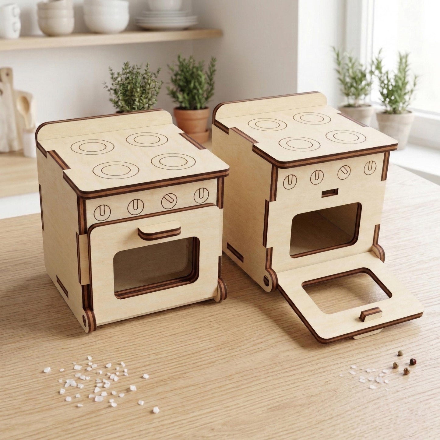 Kitchen & Bath Dollhouse Furniture Set 1:12 - Oven, Bath, Toilet, Table & Chairs - Glowforge