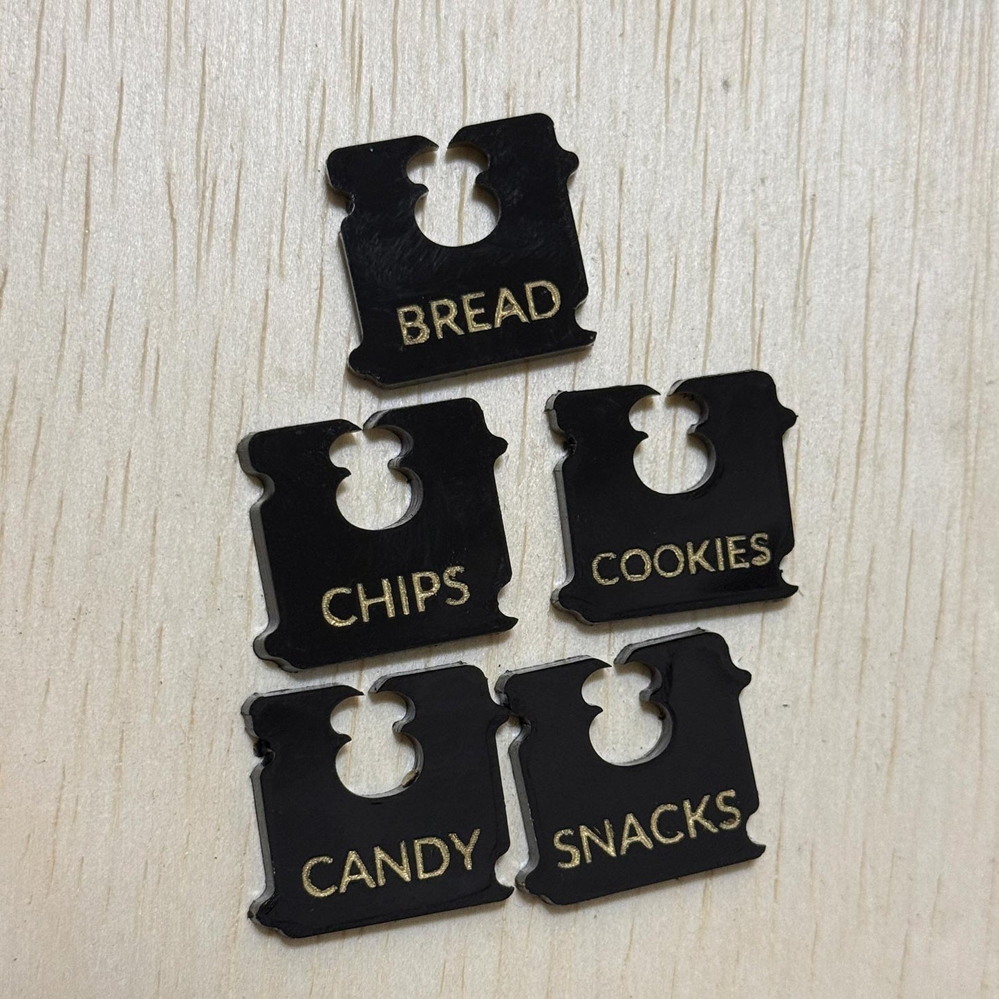 Labeled Square Bag Clips (Set of 5) - Glowforge