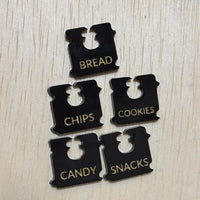 Labeled Square Bag Clips (Set of 5) - Glowforge