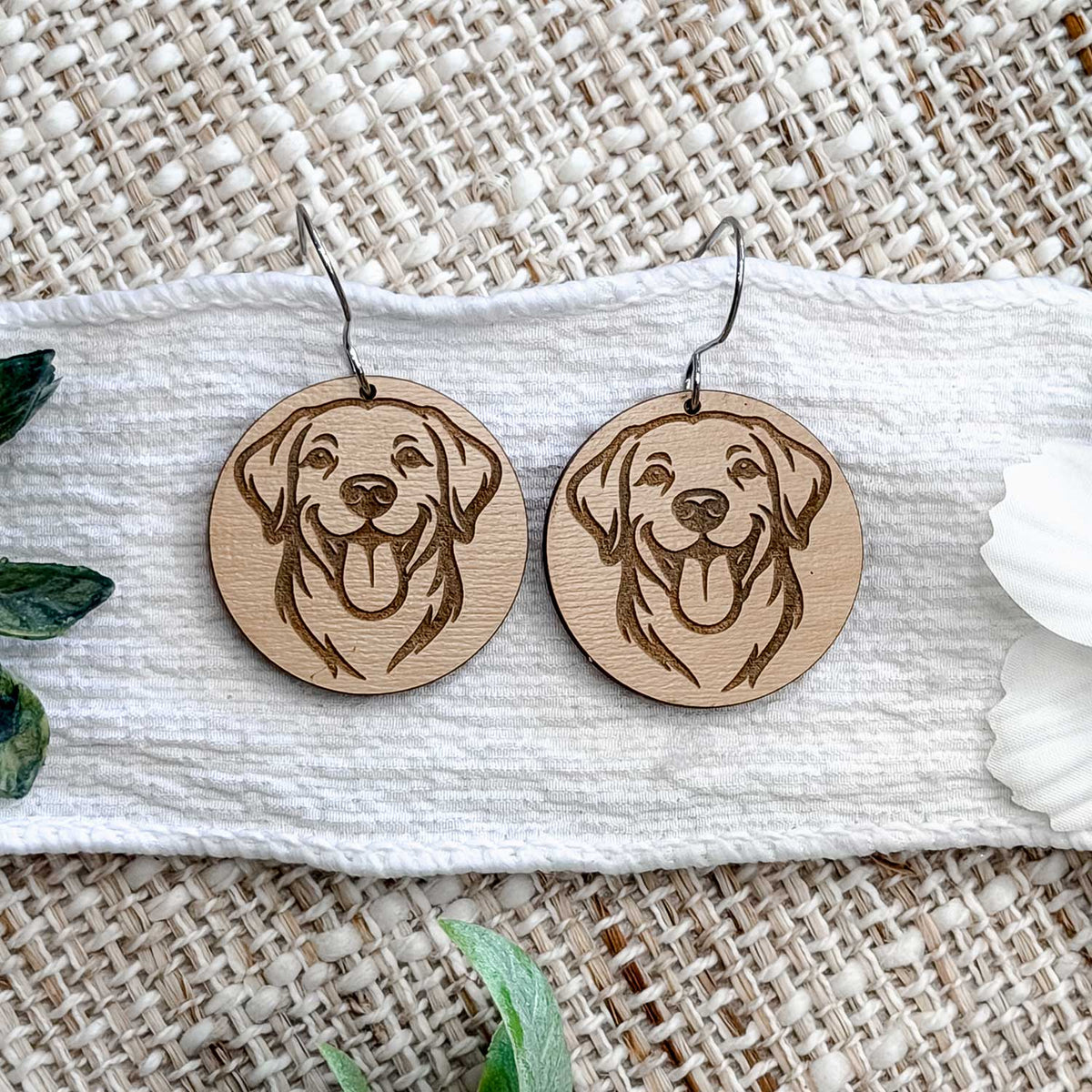 Labrador Retriever Engraved Disc Earrings - Glowforge