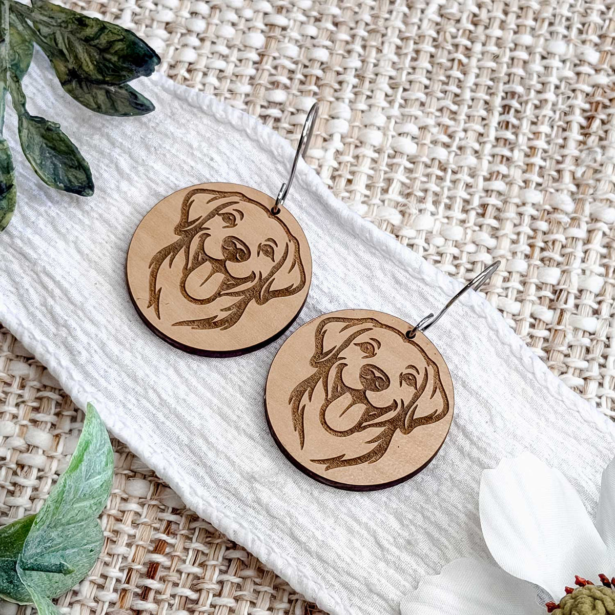 Labrador Retriever Engraved Disc Earrings - Glowforge