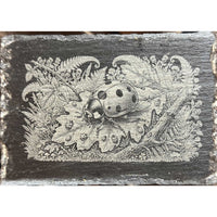 Ladybug and Foliage Illustration on Rectangular Slate Plaque - Glowforge