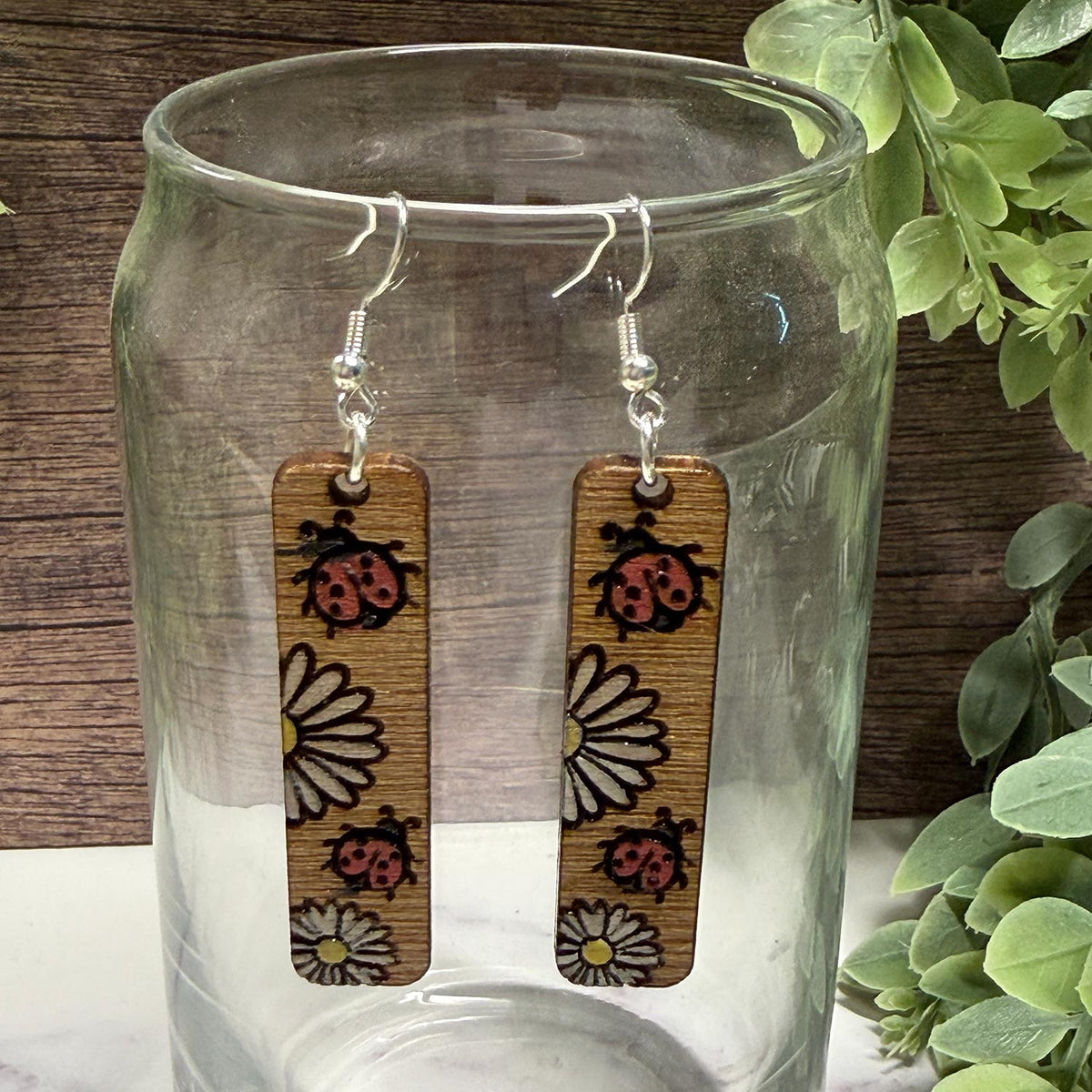 Ladybug Bar Dangle Earrings (Set of 2) - Glowforge