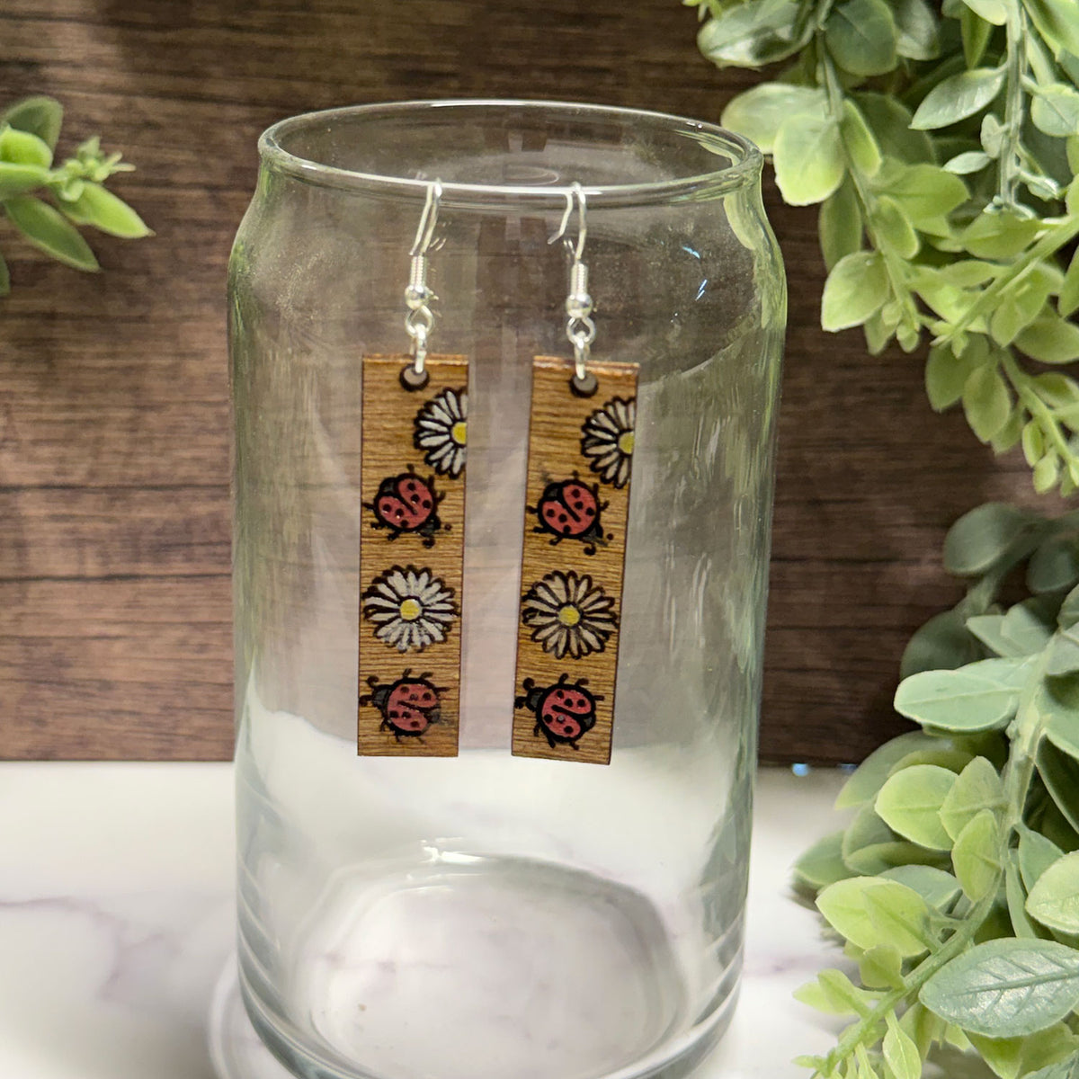 Ladybug Bar Dangle Earrings (Set of 2) - Glowforge