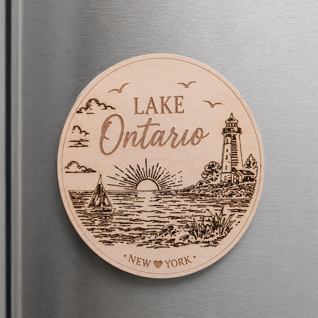 Lake Ontario, NY Nautical Lighthouse Sunset Scenic Magnet - Glowforge