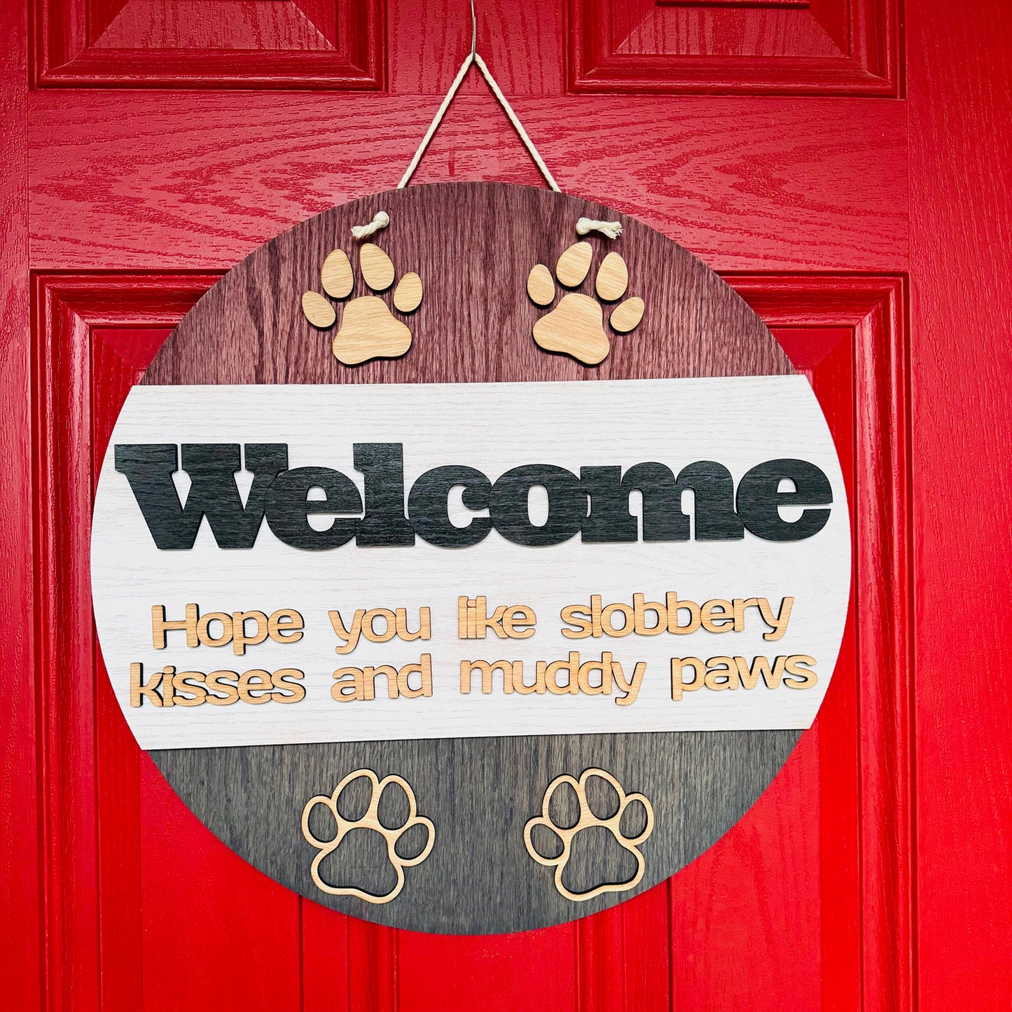 Large 19" Paw Print Welcome Sign Dog Lover Door Hanger - Glowforge