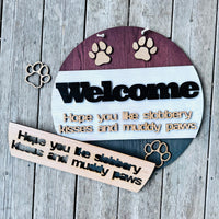Large 19" Paw Print Welcome Sign Dog Lover Door Hanger - Glowforge