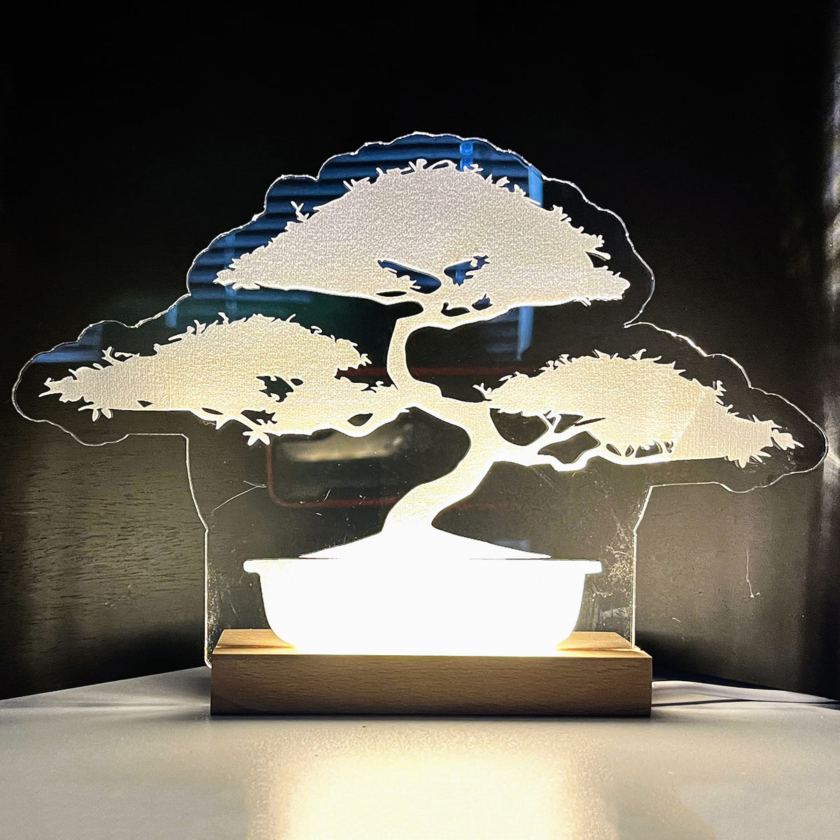 bonsai lighted tree tabletop Large Bonsai LED Nightlight Insert – Glowforge Shop