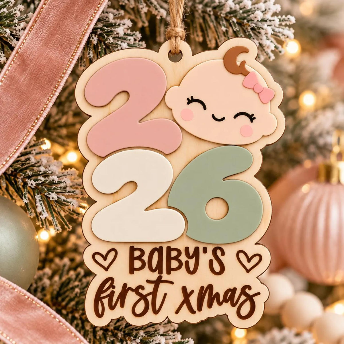 Layered 2026 Baby's First Christmas Ornament - Glowforge