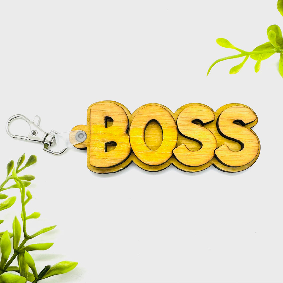 Layered BOSS Word Keychain - Glowforge