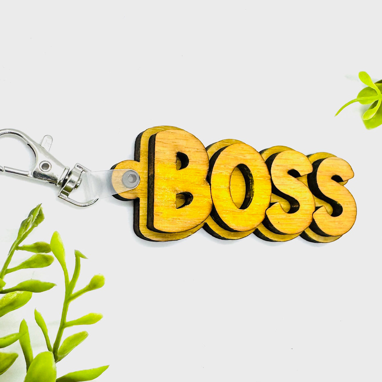 Layered BOSS Word Keychain - Glowforge