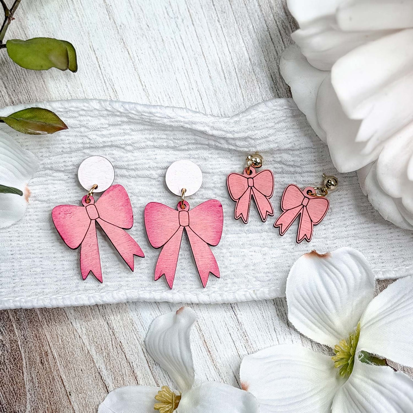 Layered Bow Dangle Earrings with Petite and Statement Styles (Set of 2) #1 - Glowforge