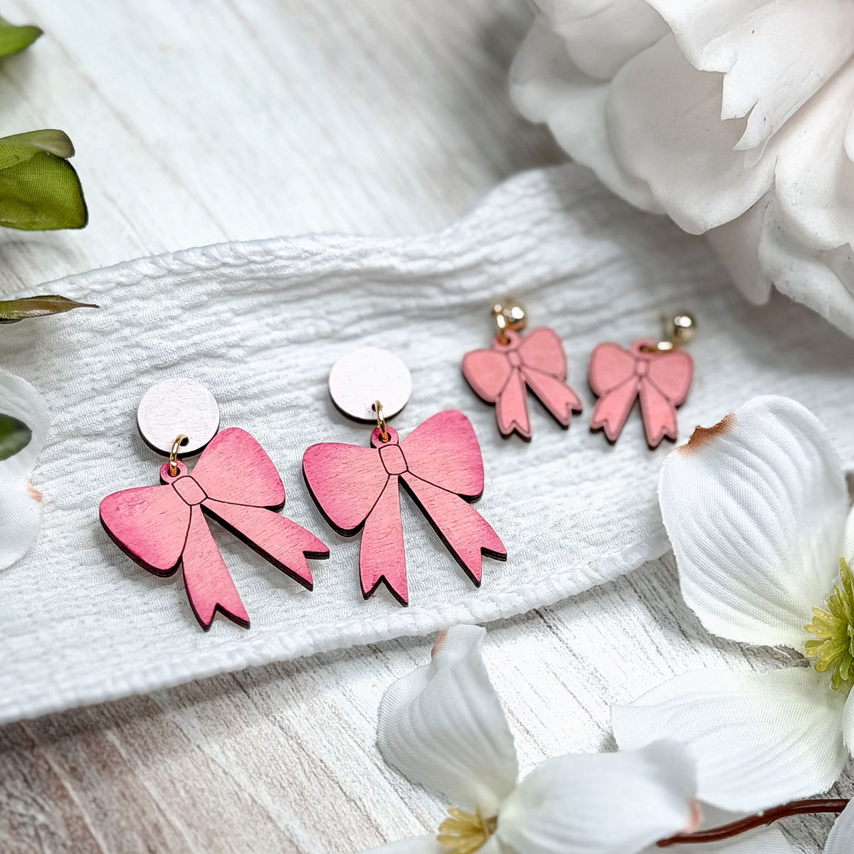 Layered Bow Dangle Earrings with Petite and Statement Styles (Set of 2) #1 - Glowforge