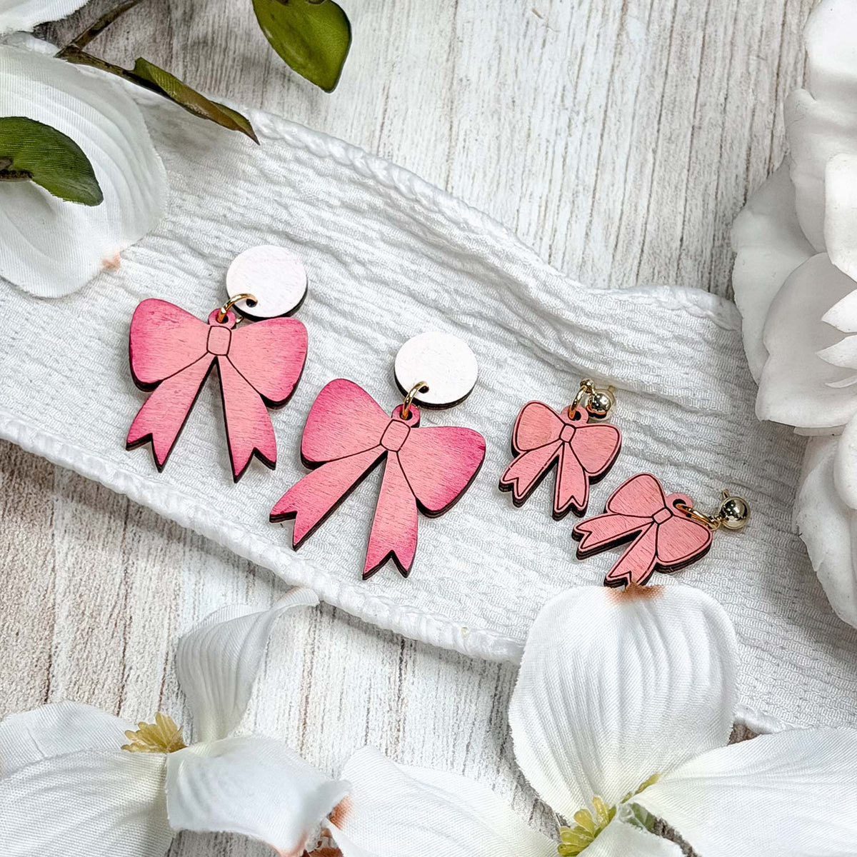 Layered Bow Dangle Earrings with Petite and Statement Styles (Set of 2) #1 - Glowforge