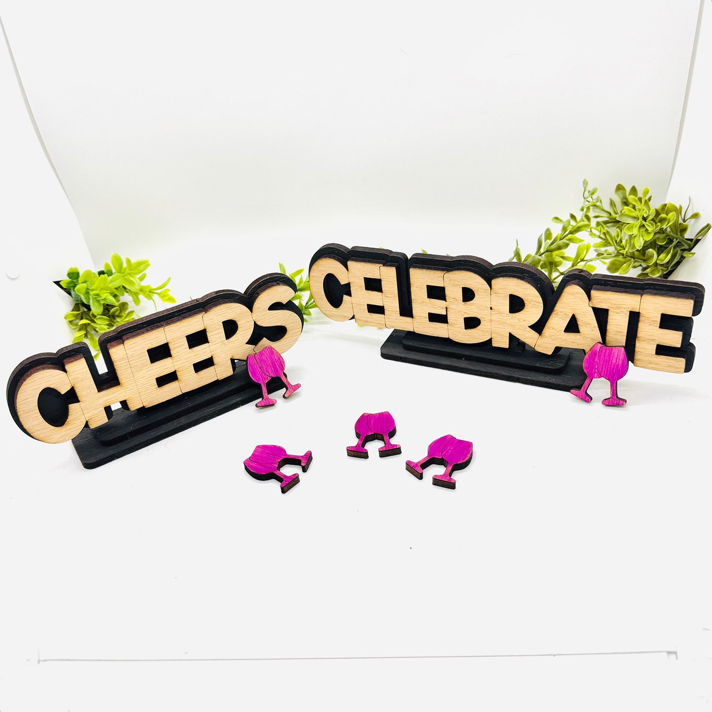Layered Cheers + Celebrate Table Signs (Set of 2)