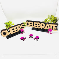 Layered Cheers + Celebrate Table Signs (Set of 2)