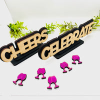 Layered Cheers + Celebrate Table Signs (Set of 2)