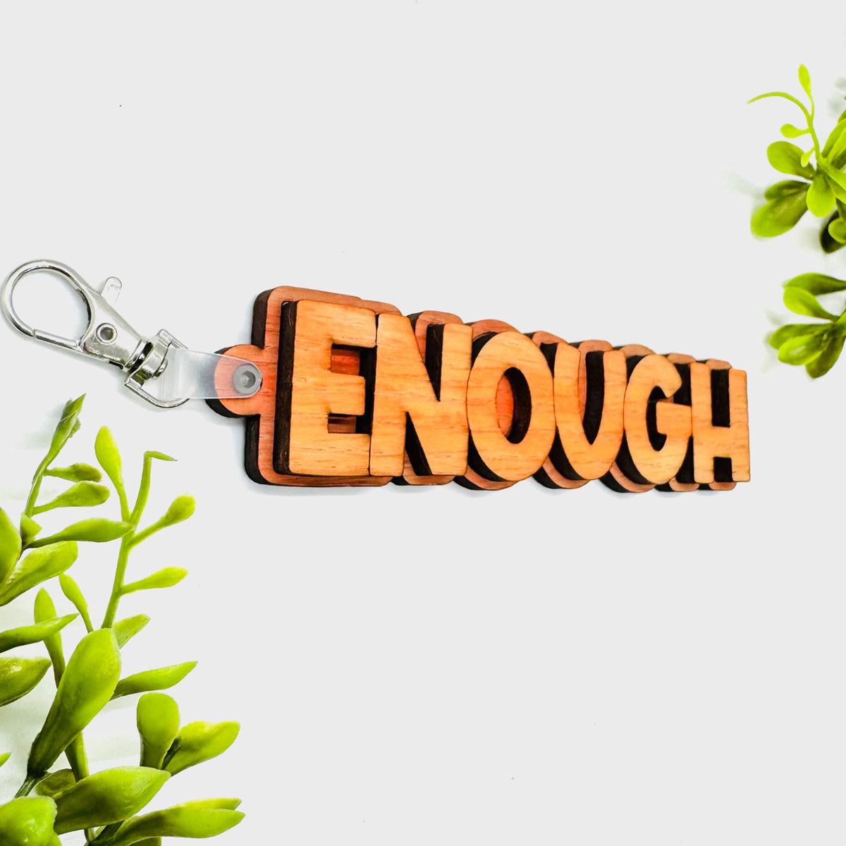 Layered ENOUGH Word Keychain - Glowforge