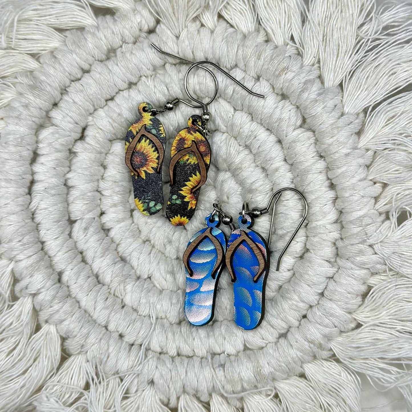 Layered Flip‑Flop Dangle Earrings - Glowforge