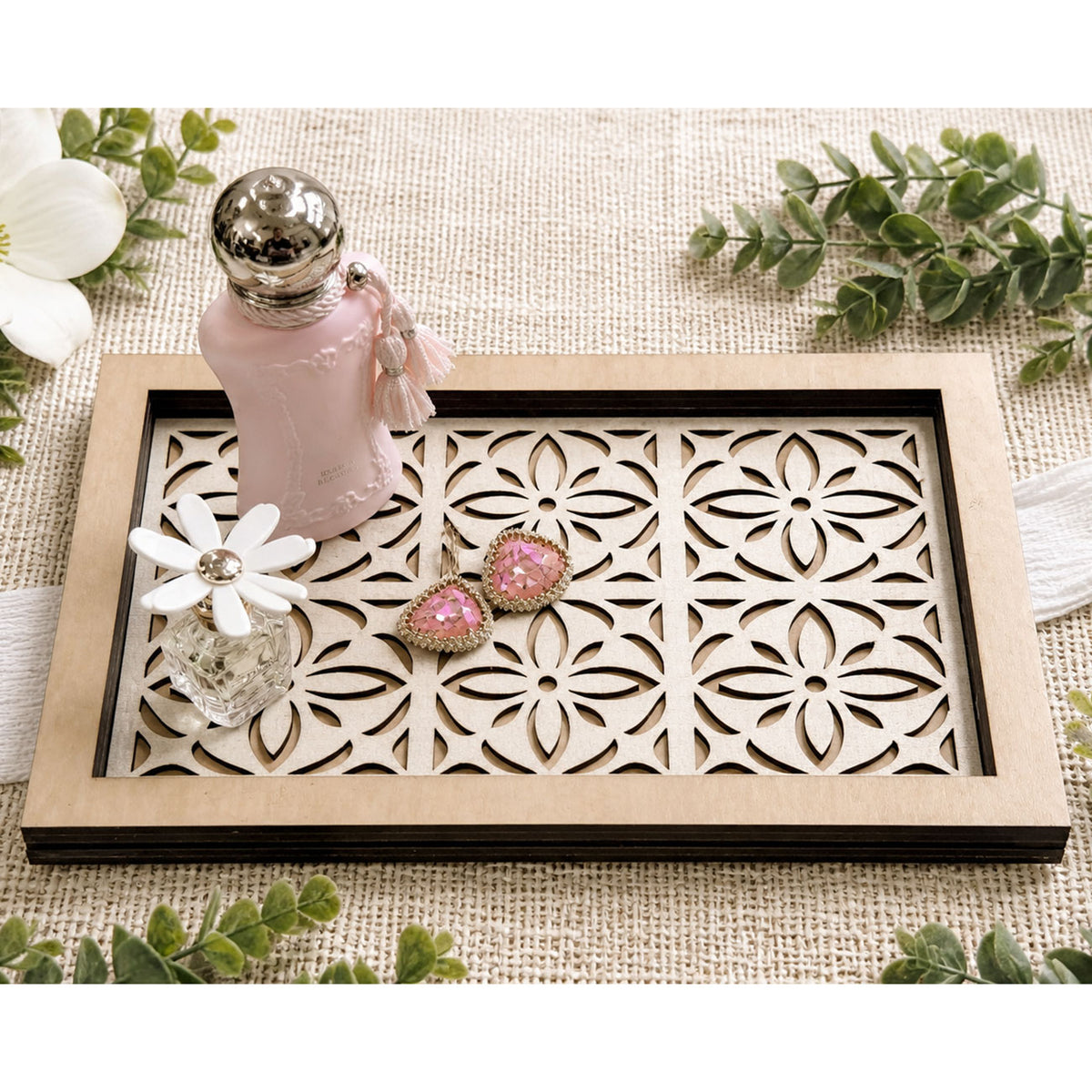 Layered Floral Cutout Catchall Tray - Glowforge