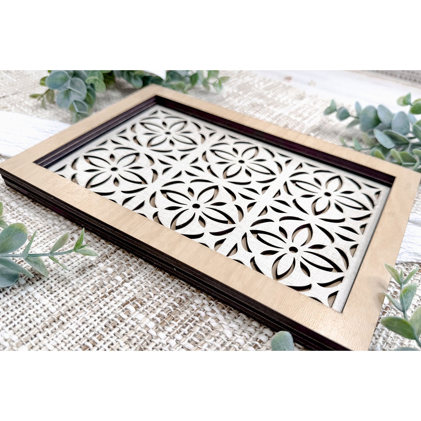 Layered Floral Cutout Catchall Tray - Glowforge