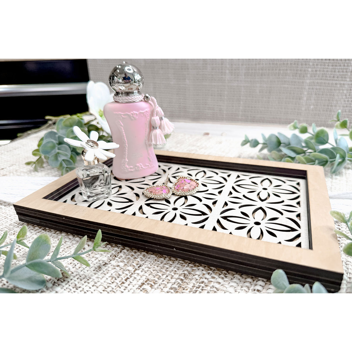 Layered Floral Cutout Catchall Tray - Glowforge
