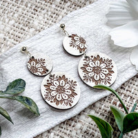 Layered Floral Disc Earrings - Glowforge
