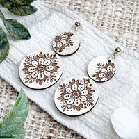 Layered Floral Disc Earrings - Glowforge