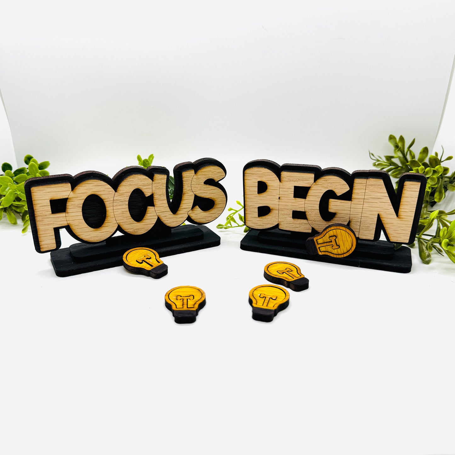 Layered Focus + Begin Table Signs (Set of 2) - Glowforge