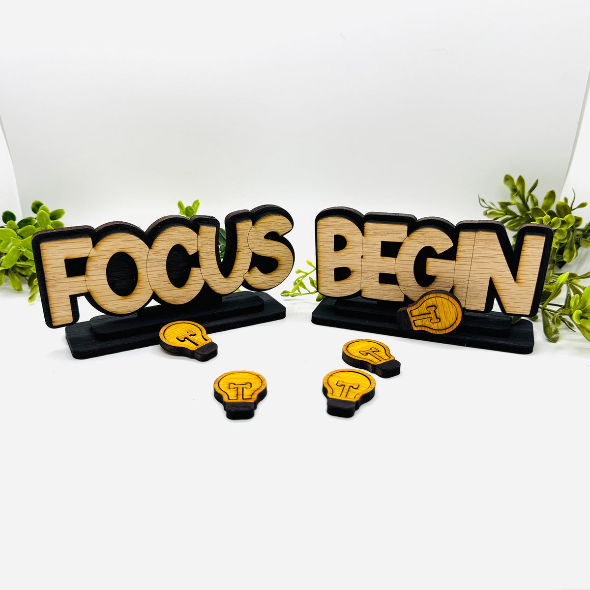 Layered Focus + Begin Table Signs (Set of 2) - Glowforge