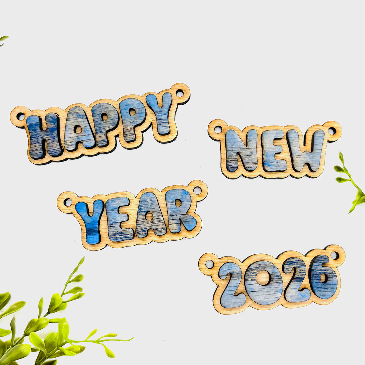 Layered Happy New Year 2026 Word Banner - Glowforge