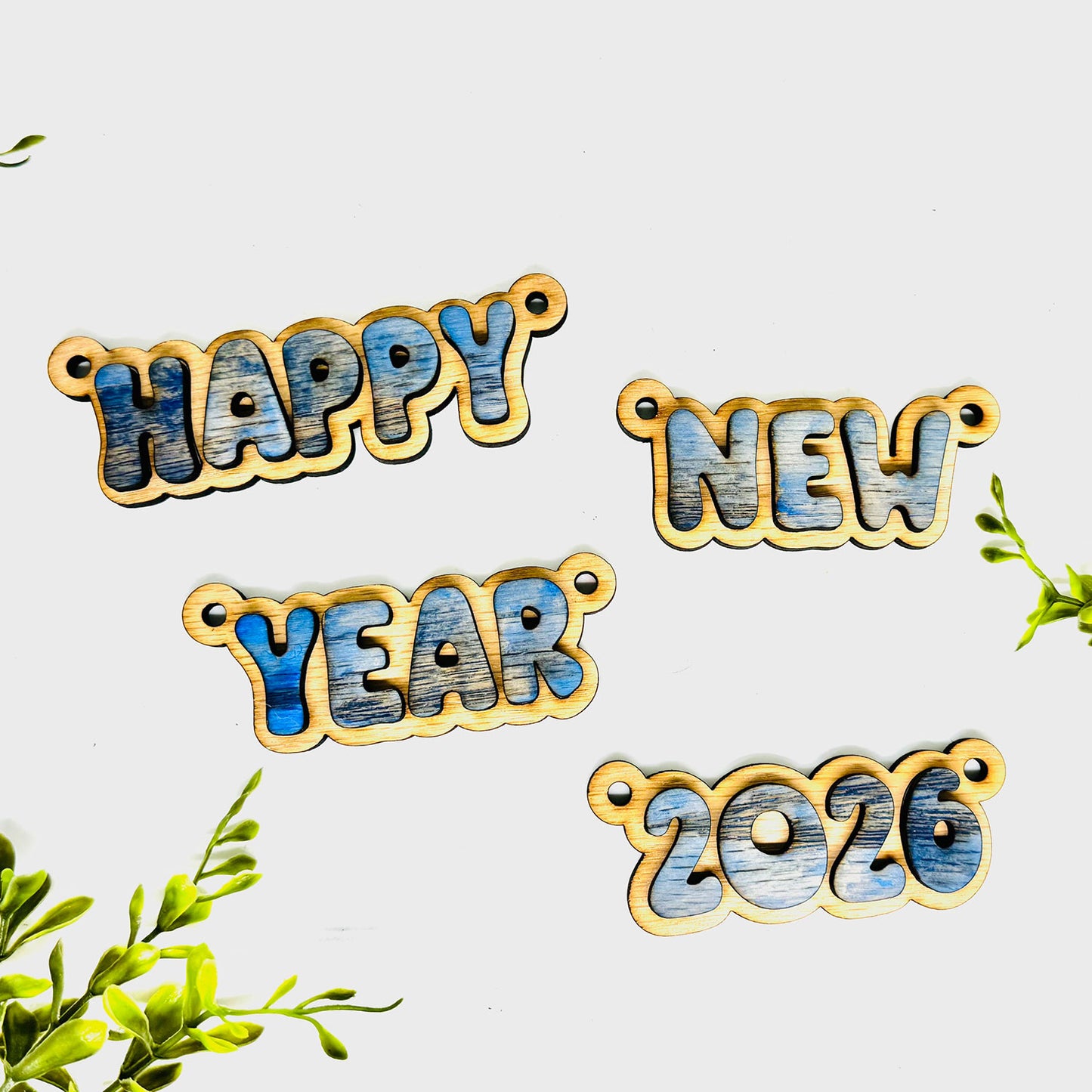 Layered Happy New Year 2026 Word Banner - Glowforge
