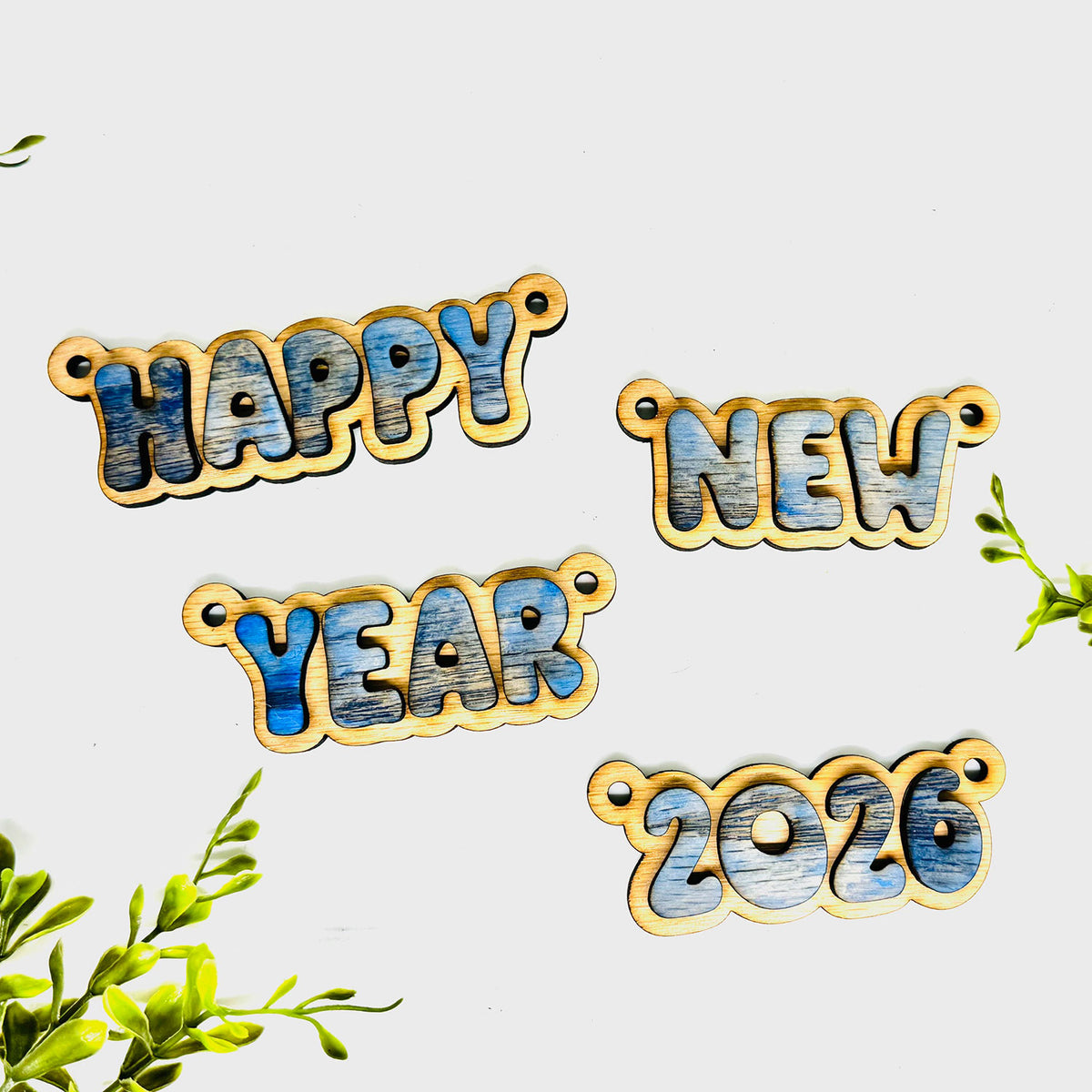 Layered Happy New Year 2026 Word Banner - Glowforge