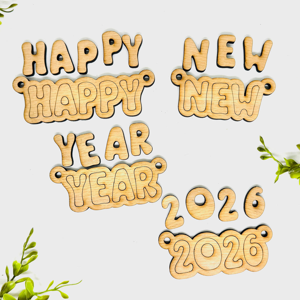 Layered Happy New Year 2026 Word Banner - Glowforge